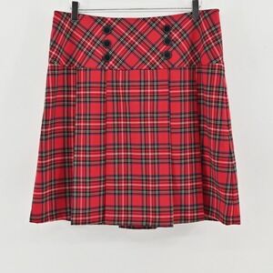 Vtg Y2k She Plaid Skirt Womens Size 12‎ Red Pleated Christmas Holiday Scottish